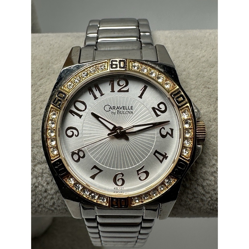 Caravelle By Bulova 45L127 New Battery Ladies Watch 32MM 6" Silver Tone N97